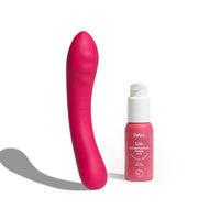 Set con vibratore silicone rosso Double Trouble e lubrificante intimo naturale Liio