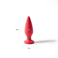 Plug anale Holly Dafne bio-based rosso magenta con dettagli sulle dimensioni 